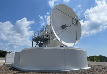 Parabolic antenna at ground stations for communicating with satellites
